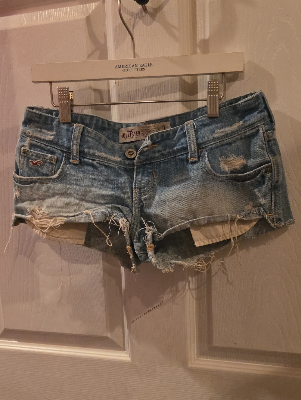 Y2k Hollister Faded Blue Distressed Denim Cutoff Shorts